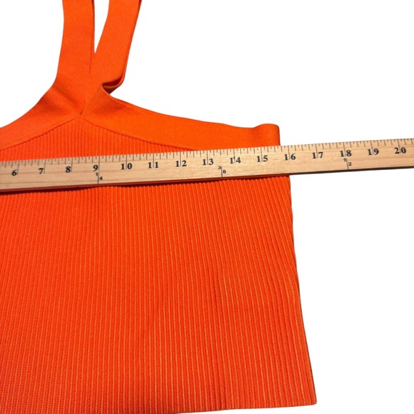 The Drop Halter Knit Top Womens Large Orange Ribbed Stretch Tank Sweater New‎ - Picture 7 of 7